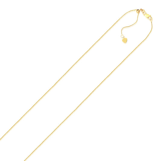 10k Yellow Gold Adjustable Cable Chain 0.9mm