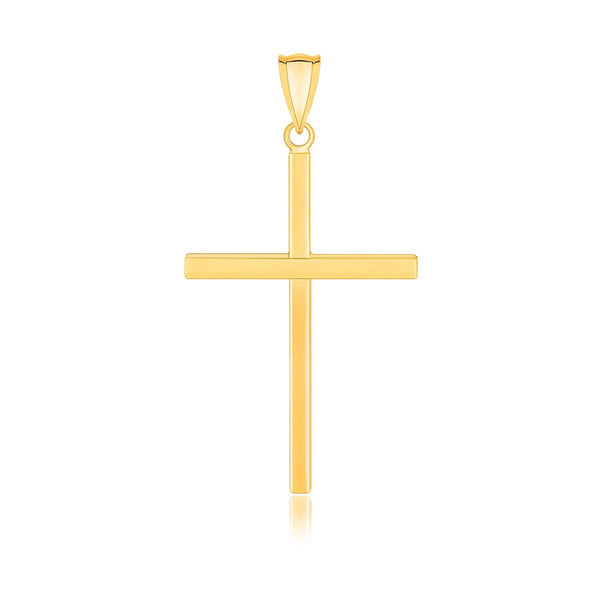 14k Yellow Gold Polished Flat Cross Pendant