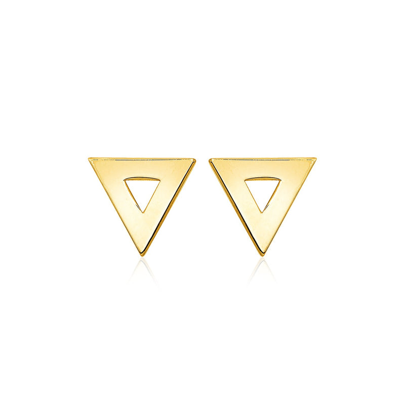 14k Yellow Gold Polished Open Triangle Post Earrings