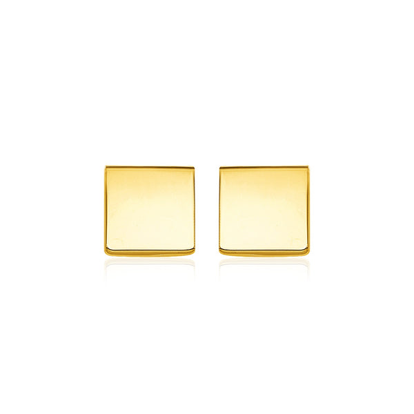 14k Yellow Gold Polished Square Post Earrings