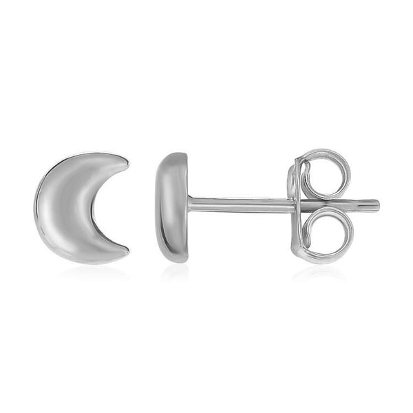 14k White Gold Post Earrings with Moons