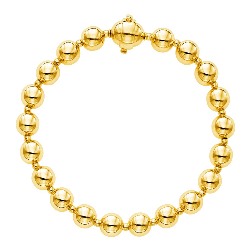 14k Yellow Gold 7 3/4 inch Polished Bead Bracelet