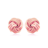 14k Rose Gold Love Knot with Ridge Texture Earrings