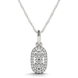 Outer Oval Shaped Two Stone Diamond Pendant in 14k White Gold (5/8 cttw)