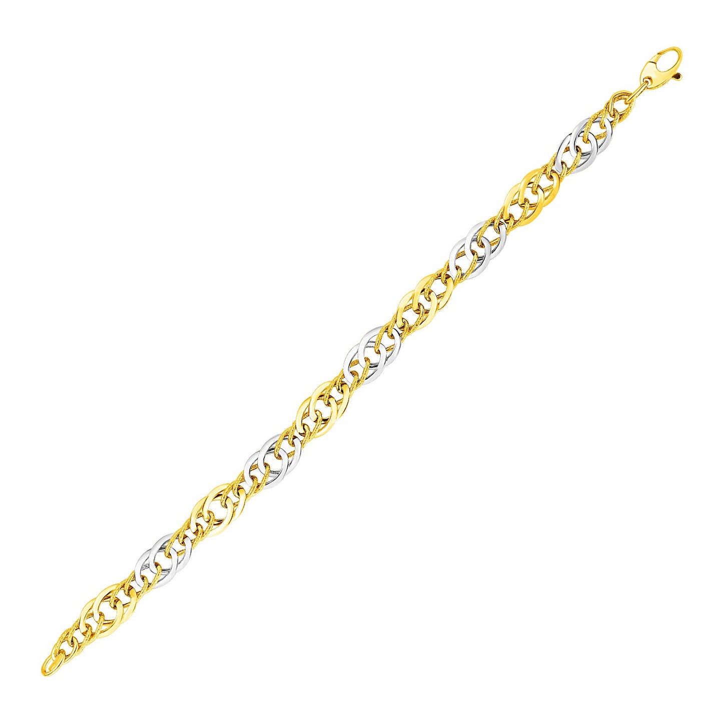 14k Two Tone Gold Double Oval Link Bracelet