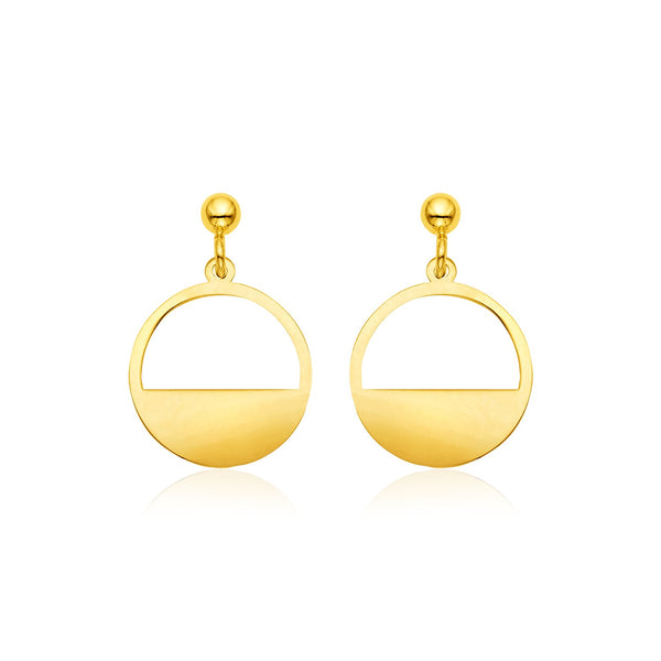 14k Yellow Gold Half Open Circle Earrings