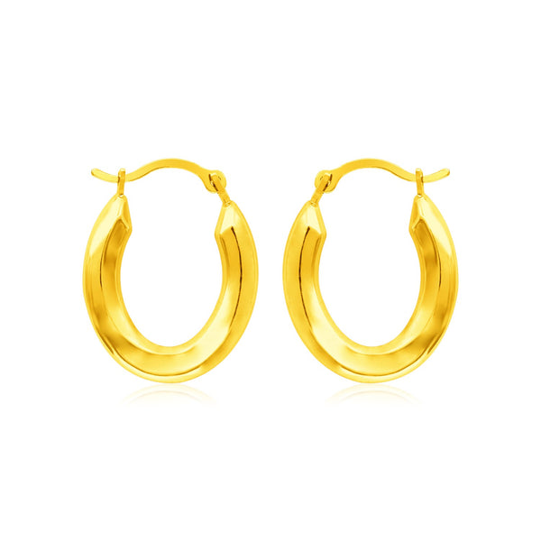 14k Yellow Gold Polished Oval Hoop Earrings