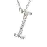 White or Yellow 14kt Gold Initial "A-Z" Single Pave Diamond Pendant/Necklace