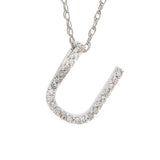 White or Yellow 14kt Gold Initial "A-Z" Single Pave Diamond Pendant/Necklace